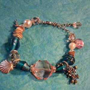 Blue and Pink Bohemian Beachy Bracelet